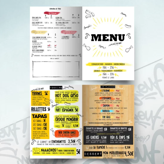 Menu original restaurant Lille