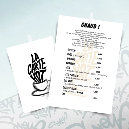 Menu Boisson coffee shop